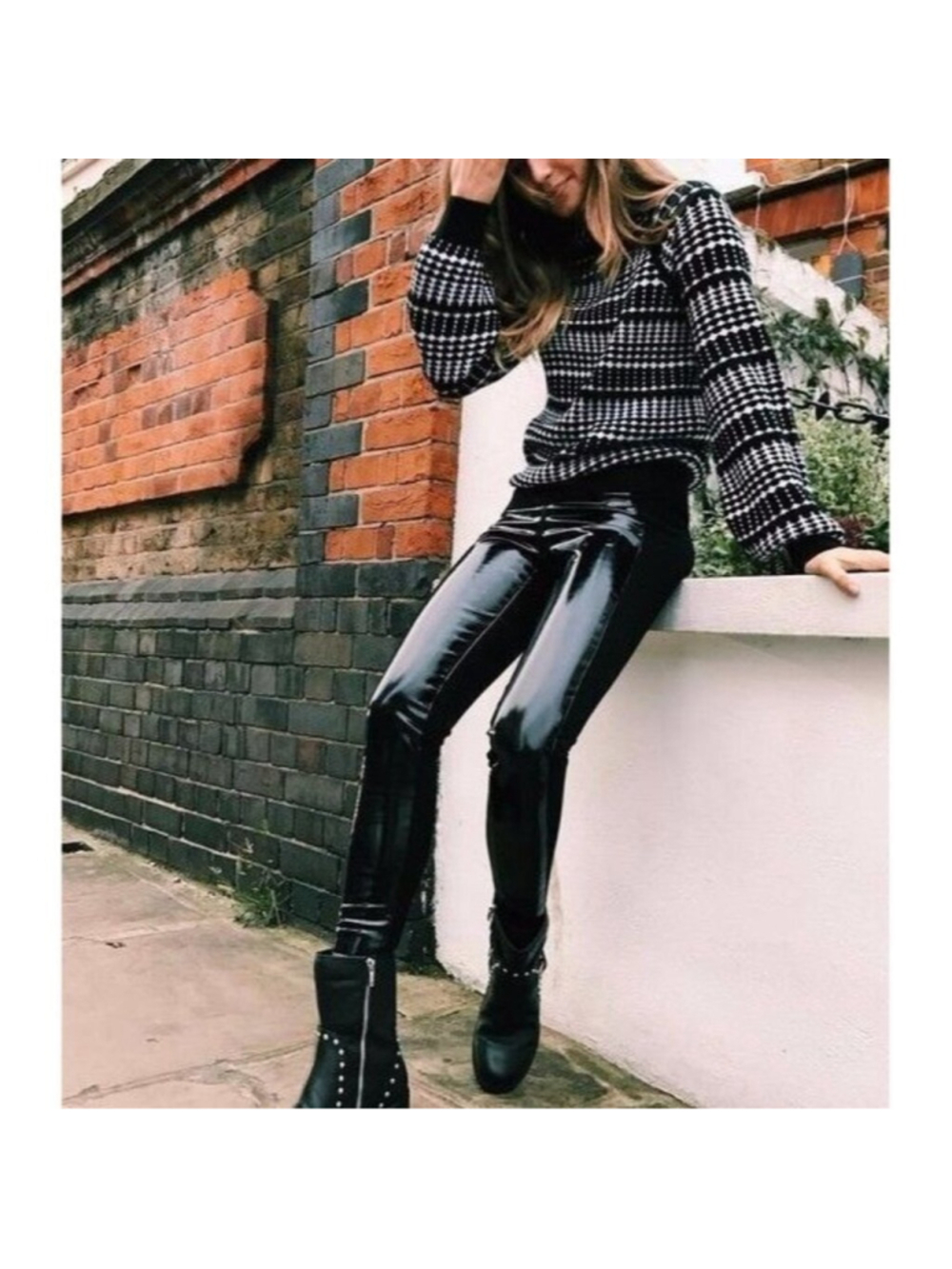 Karen Millen PX065 Black Legging Hi Shine Slim Skinny Pants Legging 4